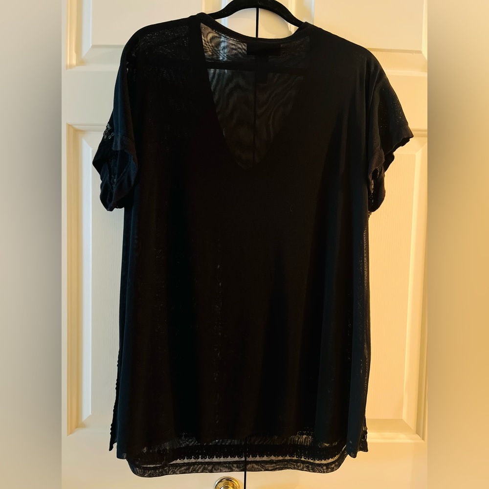 INC Sequined Black Sheer Top size 0X - Picture 3 of 3